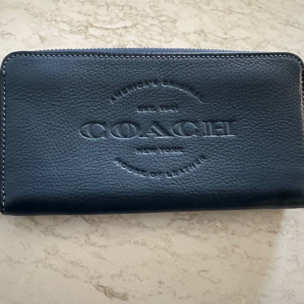 Coach Deep Blue Accordion Long Wallet